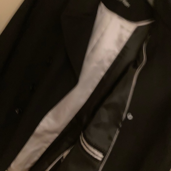 CALVIN KLEIN Double Breasted Wool Coat Black in size 14 - Picture 2 of 8